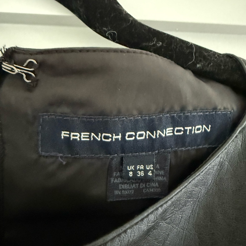 French Connection Black Leather Accent Mini Dress - Picture 2 of 3